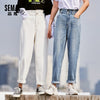 SEMIR Jeans Women 2022 Spring High Waist Slim Waist Bud Pants Tapered Pants White Pants Korean Version
