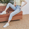 SEMIR Jeans Women Blue Old Style 2022 Summer Style Letter Embroidery Small Cone Cropped Trousers Loose Girl