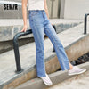 SEMIR Jeans Women Blue Split Vintage 2022 Summer Low-Rise Straight Trousers Washed Retro Demin Pants For Woman