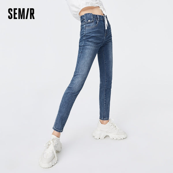 SEMIR Jeans Women High-Waisted Feet Pants 2022 Spring And Autumn Smart Thermostatic Pants Small Tights