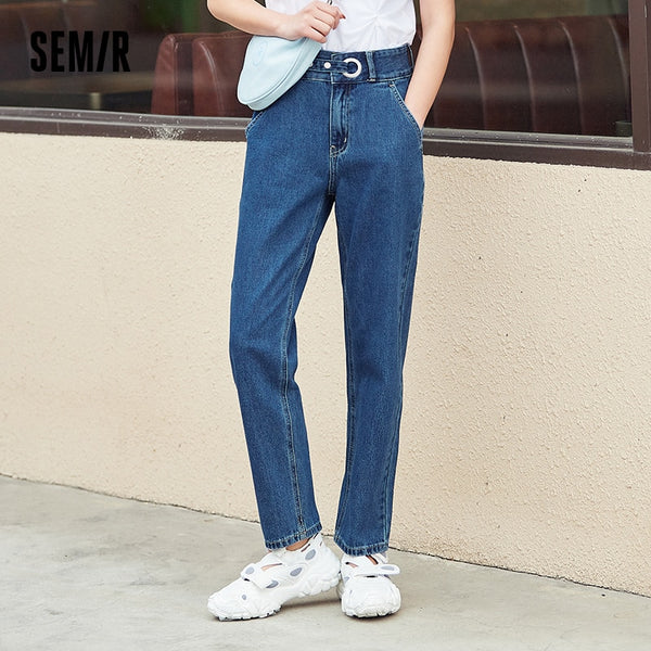 SEMIR Three-Proof Technology Jeans Women High Waist Slim Old Pants Spring All-Match Black Straight Demin Pants