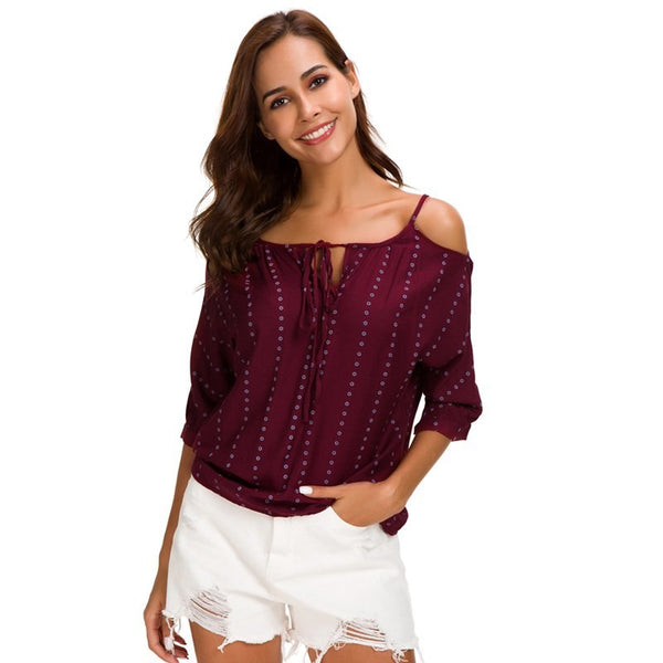 Sexy Polka Dot Blouse 2022 Summer Women Off Shoulder Top Female Casual Red Shirt Ladies Chiffon Blouses Blusa Feminina