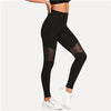 Black Casual Sexy Contrast Mesh Contrast Skinny Solid Leggings Summer Women Trousers