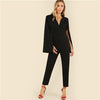 Black Party Elegant Wrap Plunging V Neck Cloak Long Sleeve Solid High Waist Maxi Jumpsuit Autumn Women Casual Jumpsuit