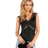 Black V Neck Workwear Eyelash Lace Shell Casual Top Women Backless Plain Top Vest 2022Summer New Female Sexy Party Vest