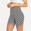 Black and White Checked Print Short Leggings Plaid Fitness Sporying Clothing Women Athleisure Workout Leggings