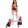 Flower Print Zip Back Sleeveless Jumpsuit Elegant 2022 New Women Deep V Neck Sleeveless High Waist Wide Leg Jumpsuit