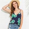 Multicolor Backless Vacation Bohemian Beach Tropical Print V Neck Spaghetti Strap Cami Top Summer Women Sexy Vest