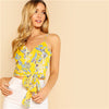 Multicolor Floral Vacation Boho Bohemian V Neck Knot Side Wrap Summer Tops for Women Beach 2022 Sexy Cami Crop Top