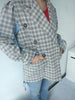 2022 Autumn New Patch Collar Full Sleeve Cardigan Plaid Spliced Denim Jacket Ladies Fashion Irregular Blazer BC060