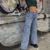 SHENGPALAE 2022 Summer Casual Jeans Woman Long Trousers Cowboy Female Loose Streetwear Multi-pocket Straight Pants ZA4421