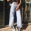 SHENGPALAE 2022 Summer Casual Jeans Woman Long Trousers Cowboy Female Loose Streetwear Multi-pocket Straight Pants ZA4421