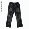 SHENGPALAE 2022 Summer Casual Jeans Woman Long Trousers Cowboy Female Loose Streetwear Splice Raw Edge Pants ZA4640