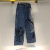 SHENGPALAE 2022 Summer Ins Street Hip-hop Printing Wash Jeans Loose Casual Denim Wide Leg Pants Tide Woman ZA4395