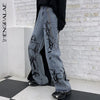 SHENGPALAE 2022 Summer Ins Street Hip-hop Printing Wash Jeans Loose Casual Denim Wide Leg Pants Tide Woman ZA4395