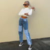 SHENGPALAE 2022 Spring Casual Jeans Woman Long Trousers Cowboy Female Loose Streetwear High Waist Splice Hit Color Pants ZA5925