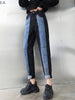 SHENGPALAE Autumn 2022 Women's High Waisted Jeans Loose Wide Leg All-match Contrast Color Stitching Straight Cowboy Pants 5A333