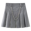SHENGPALAE Chic Metal Chain Single Button Short Blazer And High Waist Pleated Contrast Color Mini Skirt For Women 5E3375