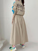 SHENGPALAE Contrast Color Stand Collar Back Letter Long Sleeve Short Jacket And High Elastic Waist Pocket Mid-cakf Skirt