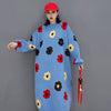 SHENGPALAE Floral Knitted Derss Women's Spring 2023 Round Neck Loose Long Sleeve Mid-calf Dresses Female Tide 5E6691