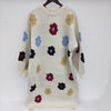 SHENGPALAE Floral Knitted Derss Women's Spring 2023 Round Neck Loose Long Sleeve Mid-calf Dresses Female Tide 5E6691