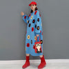 SHENGPALAE Floral Knitted Derss Women's Spring 2023 Round Neck Loose Long Sleeve Mid-calf Dresses Female Tide 5E6691