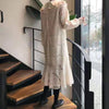 SHENGPALAE Lace Derss Women's Autumn 2022 Peter Pan Collar Loose Long Sleeve Mid-calf Flounced Edge Dresses Female