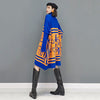 SHENGPALAE Printed Blue Knitted Dress Women's Winter 2022 Turtleneck Loose Long Sleeve Knee-length Dresses Female
