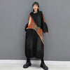 SHENGPALAE Printed Denim Spliced Derss Women's Autumn 2022 Round Neck Loose Long Sleeve Mid-calf Dresses Female