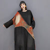 SHENGPALAE Printed Denim Spliced Derss Women's Autumn 2022 Round Neck Loose Long Sleeve Mid-calf Dresses Female