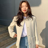SHENGPALAE Solid Color Tweed Blazer Women's Autumn 2022 Round Neck Loose Single Breasted Long Sleeve Suit Jacket