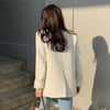 SHENGPALAE Solid Color Tweed Blazer Women's Autumn 2022 Round Neck Loose Single Breasted Long Sleeve Suit Jacket