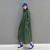 SHENGPALAE Striped Contrast Color Derss Women's Spring 2023 Stand Collar Waist Long Sleeve Mid-calf Dresses Female