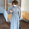 SHENGPALAE Minimalist Dress Women's Spring 2022 Round Neck Drawstring Waist Loose Long Lantern Sleeve Dresses Female 5B650