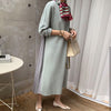 SHENGPALAE Patchwork Dsegin Dress Women's Spring 2023 Round Neck Back Pleated Loose Long Sleeve Plus Velvet Dresses Robe