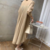 SHENGPALAE Patchwork Dsegin Dress Women's Spring 2023 Round Neck Back Pleated Loose Long Sleeve Plus Velvet Dresses Robe