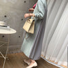 SHENGPALAE Patchwork Dsegin Dress Women's Spring 2023 Round Neck Back Pleated Loose Long Sleeve Plus Velvet Dresses Robe