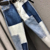 SHENGPALAE Personality Patch Harlan Jeans Women's Spring 2022 High Waist Loose Contrast Color Denim Radish Pencil Pants 5B93