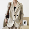 SHENGPALAE Temperament Back Split Blazer Women's Spring 2022 Notched Loose Single Breasted Long Sleeve Silhouette Coat Suit