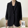 SHENGPALAE Temperament Back Split Blazer Women's Spring 2022 Notched Loose Single Breasted Long Sleeve Silhouette Coat Suit