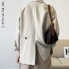 SHENGPALAE Temperament Back Split Blazer Women's Spring 2022 Notched Loose Single Breasted Long Sleeve Silhouette Coat Suit