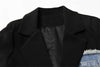 SHENGPALAE Vintage Denim Spliced Blazer Women's Autumn 2022 Notched Loose Single Breasted Long Sleeve Suit Coat Female 5E146