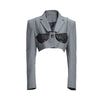 SHENGPALAE Women Gray Spliced Single Button Blazer Spring Autumn 2022  Lapel Long Sleeve Loose Fit Jacket Tide