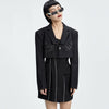 SHENGPALAE Women Gray Spliced Single Button Blazer Spring Autumn 2022  Lapel Long Sleeve Loose Fit Jacket Tide