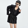 SHENGPALAE Women Gray Spliced Single Button Blazer Spring Autumn 2022  Lapel Long Sleeve Loose Fit Jacket Tide