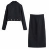 SHEROUSE Two piece set Women suits Cropped Blazer High Midi Skirt Elegant Chic Lady 2 piece set Woman blazer set