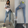 SHIJIA CHIC Denim Jeans for Woman High Waist Elastic Korea Skinny Jeans Mom Pantalones Vaqueros Mujer Hole Sexy Pants