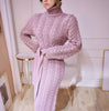 SHIJIA Autumn Knitted Dress for Woman Turtleneck Twist Elegant Long-sleeve Thicken Warm Sweater Dress Female Winter 2022