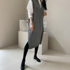 SHIJIA Chic V-neck Sleeveless Knitted Dress Female Elegant Loose Solid Long Sweater Dress Woman Autumn Pullover Winter 2022