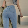 SHIJIA Single-breasted High Waist Jeans Woman Tight Elastic Sexy Pencil Pants Female Chic Korean Elastic Denim Jean Mom Trousers